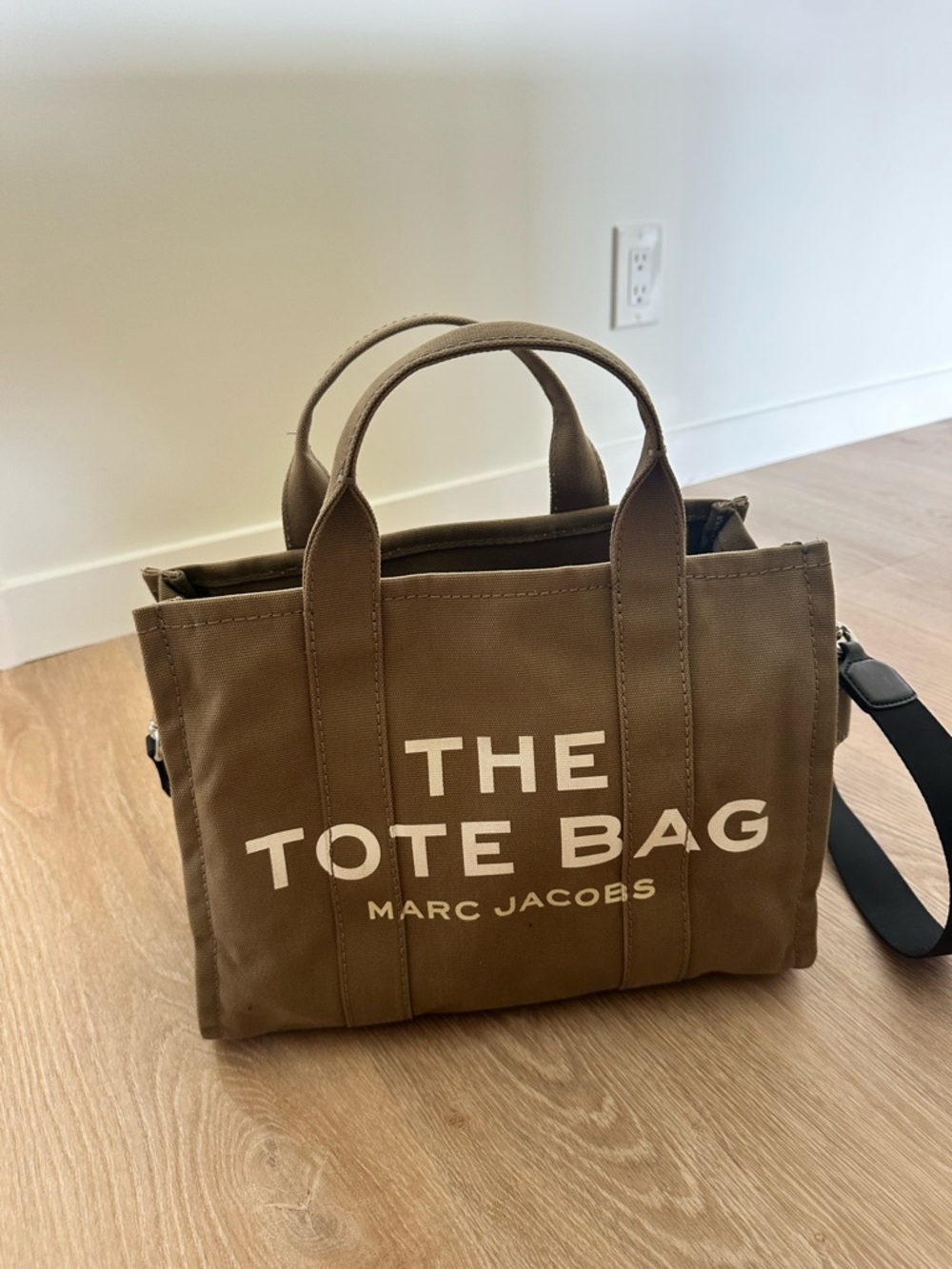 Marc Jacobs olive green Canvas ‘The Tote Bag’ with White Logo